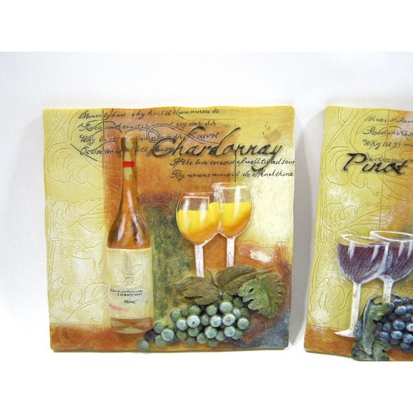 Set of 3D Textured Wine Drinkers Cafe Bistro style Kitchen Wall Art - Picture 4 of 8
